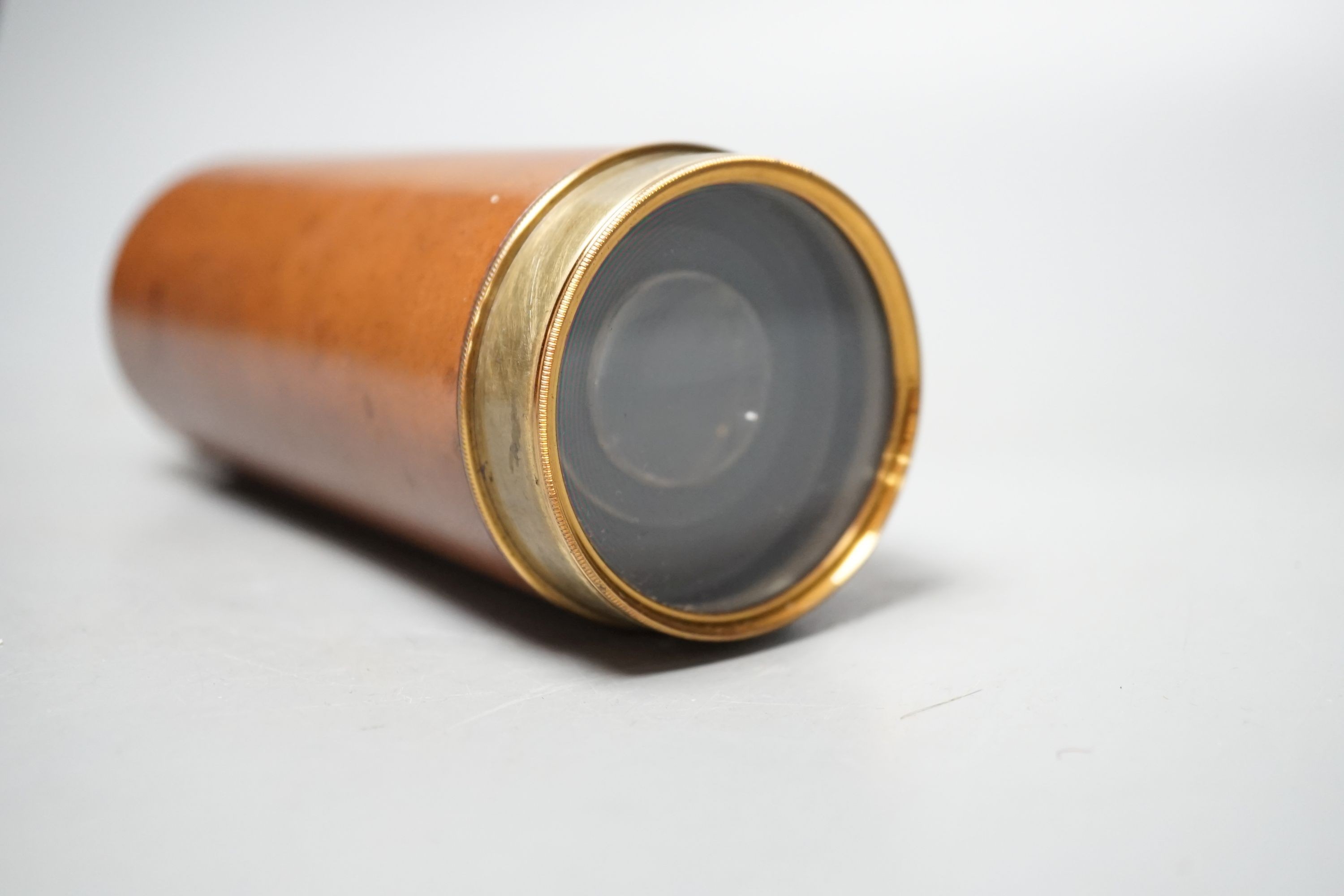 A Dolland Day or Night brass and leather nine draw telescope with case. Inscribed ‘Jas. Hy. Cottingham 1761 - 1819’
